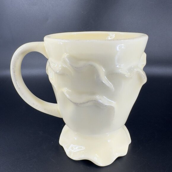 Roscher Flower Antique Butter Yellow Coffee Mug Cup Flower Shape Set 2 Mugs Cups - Picture 12 of 16